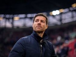 Manager Xabi Alonso of Bayer Leverkusen during his side's match against Augsburg, on December 14, 2024