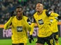 Jamie Bynoe-Gittens and Donyell Malen of Borussia Dortmund on December 23, 2024