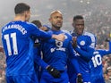 Leicester City's Jordan Ayew celebrates after scoring the first goal on December 26, 2024