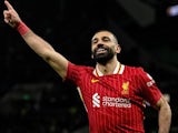 Mohamed Salah of Liverpool celebrates scoring against Tottenham Hotspur, on December 22, 2024