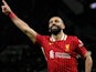 Mohamed Salah of Liverpool celebrates scoring against Tottenham Hotspur, on December 22, 2024