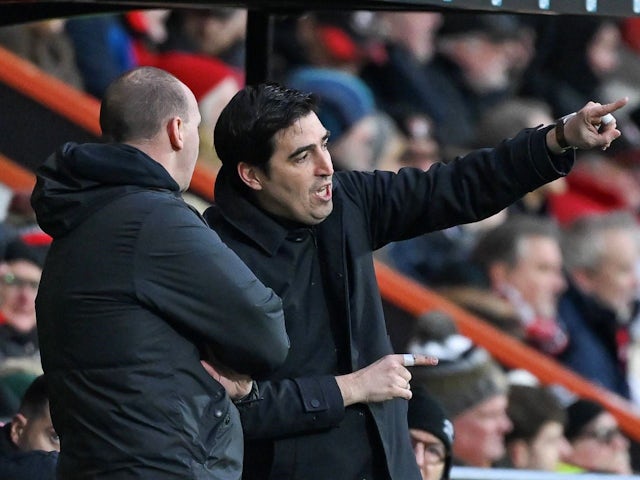 Bournemouth manager Andoni Iraola during his side's Premier League match against Everton, on January 4, 2024