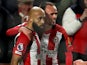 Brentford's Bryan Mbeumo and Mikkel Damsgaard celebrate scoring on January 1, 2025