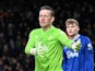 Jordan Pickford of Everton gestures during his side's Premier League match against Bournemouth, on  January 4, 2025