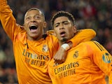 Real Madrid's Jude Bellingham celebrates with Kylian Mbappe on January 3, 2025