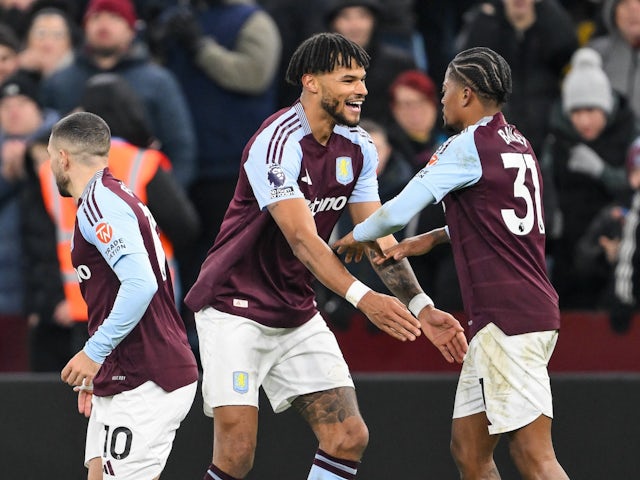 Aston Villa's Leon Bailey celebrates scoring against Leicester City on January 4, 2025