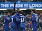 Chelsea players celebrate Tosin Adarabioyo's goal against Morecambe on January 11, 2025