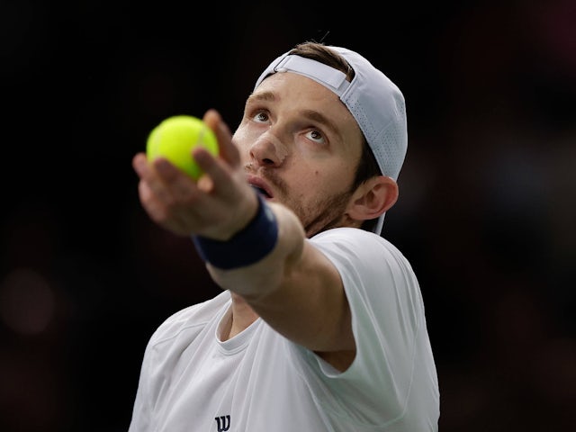 Nicolas Jarry in action at the Paris Masters on October 29, 2024