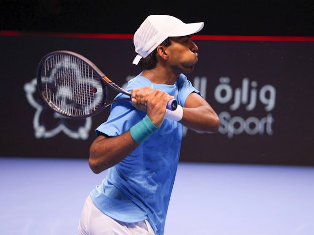 Nishesh Basavareddy in action at the Next Gen ATP Finals on December 19, 2024