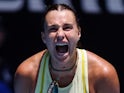 Aryna Sabalenka reacts at the Australian Open on January 17, 2025