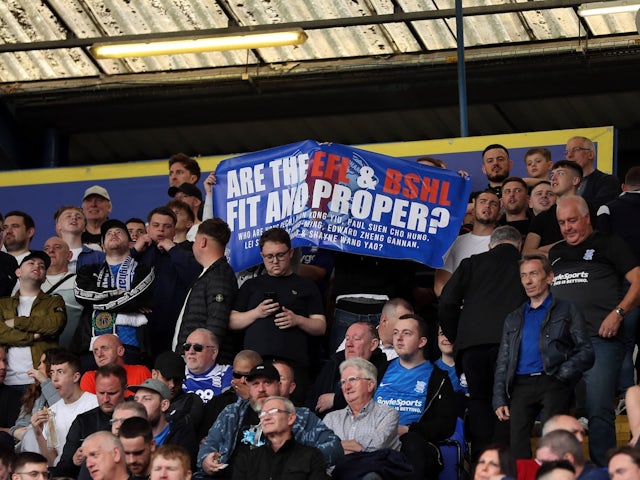 Birmingham City fans protest on April 15, 2022