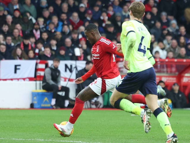 Callum Hudson-Odoi of Nottingham Forest scores against Southampton on January 19, 2025