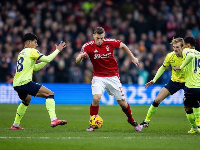 Chris Wood of Nottingham Forest against Southampton on January 19, 2025