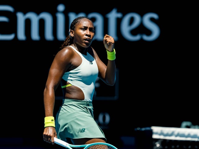 Coco Gauff reacts at the Australian Open on January 13, 2025