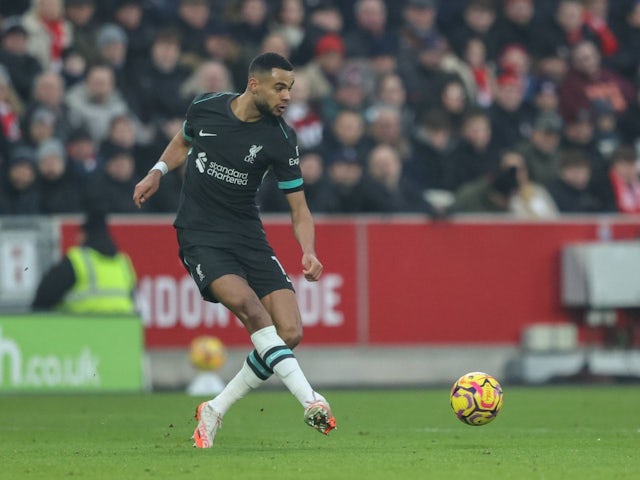 Cody Gakpo of Liverpool during his side's match against Brentford, on January 18, 2025