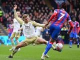 Leicester City's Kiernan Dewsbury-Hall challenges Crystal Palace's Michael Olise on April 1, 2023