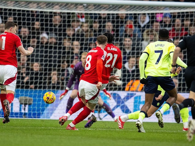 Elliot Anderson of Nottingham Forest scores against Southampton on January 19, 2025