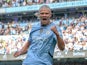 Manchester City's Erling Haaland celebrates scoring on August 24, 2024