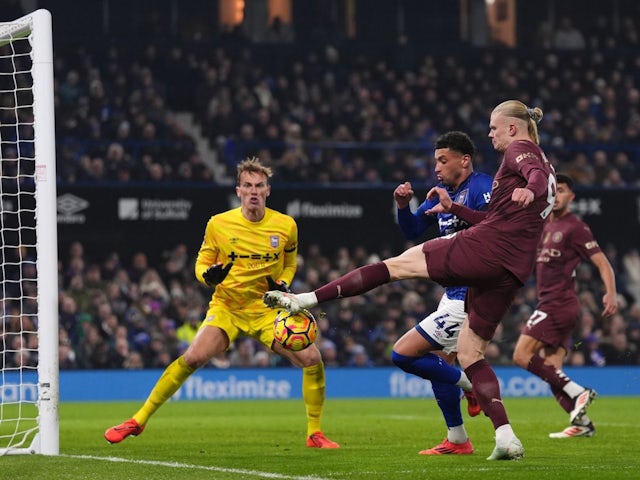 Manchester City's Erling Haaland during his side's game against Ipswich Town, on January 19, 2025