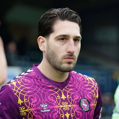 Franco Ravizzoli of Wycombe Wanderers during the Sky Bet League 1 match between Wycombe Wanderers and Blackpool at Adams Park, High Wycombe, England on 4 January 2025.