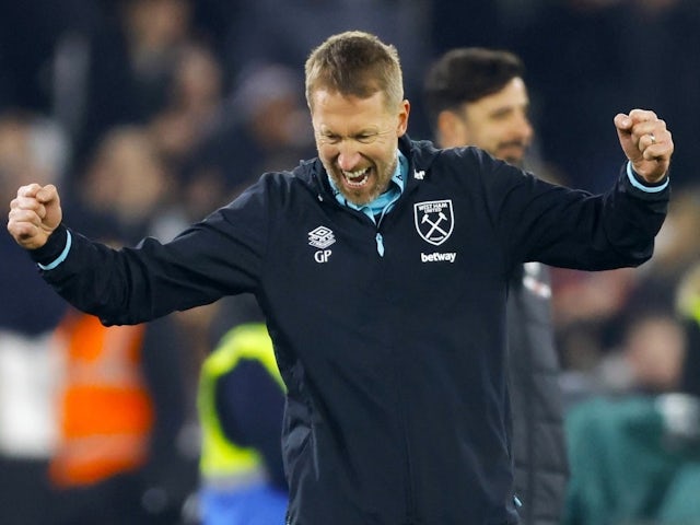 West Ham United head coach Graham Potter celebrates on January 14, 2025