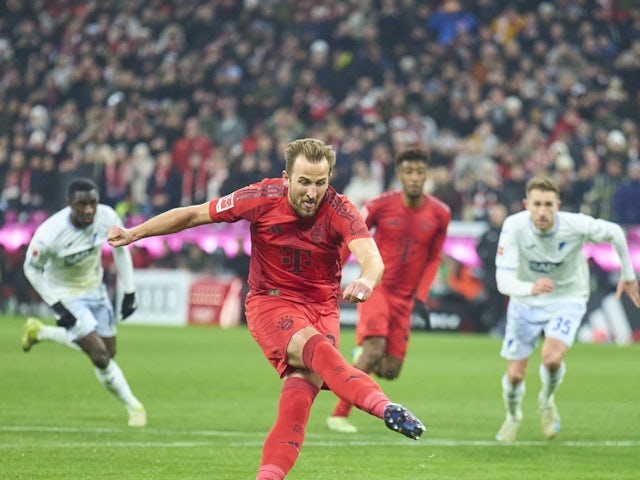 Harry Kane of Bayern Munich during his side's match against Hoffenheim in the Bundesliga, on January 15, 2025