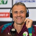 French Super Cup (Trophee des Champions) - Paris Saint-Germain (PSG) press conference, PK, Pressekonferenz Head coach Luis Enrique of Paris Saint-Germain attends the press conference ahead of the French Super Cup (Trophee des Champions) match between Pari