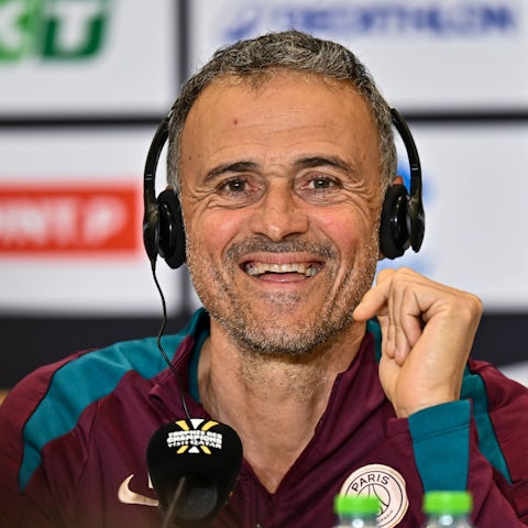 French Super Cup (Trophee des Champions) - Paris Saint-Germain (PSG) press conference, PK, Pressekonferenz Head coach Luis Enrique of Paris Saint-Germain attends the press conference ahead of the French Super Cup (Trophee des Champions) match between Pari