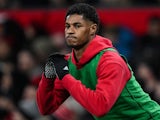 Marcus Rashford of Manchester United warms up during his side's Premier League match against Newcastle United, on December 30, 2024