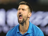 Novak Djokovic reacts at the Australian Open on January 17, 2025