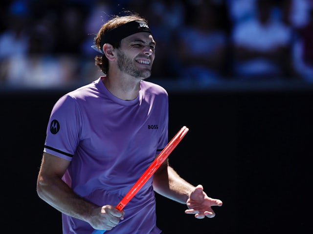 Taylor Fritz reacts at the Australian Open on January 16, 2025