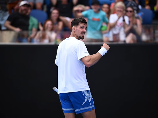 Thanasi Kokkinakis reacts at the Australian Open on January 13, 2025