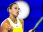 Aryna Sabalenka reacts at the Australian Open on January 21, 2025