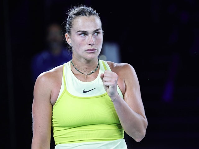 Aryna Sabalenka reacts at the Australian Open on January 23, 2025