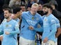 Manchester City's Erling Haaland, Bernardo Silva, Josko Gvardiol and Omar Marmoush celebrate on January 25, 2025