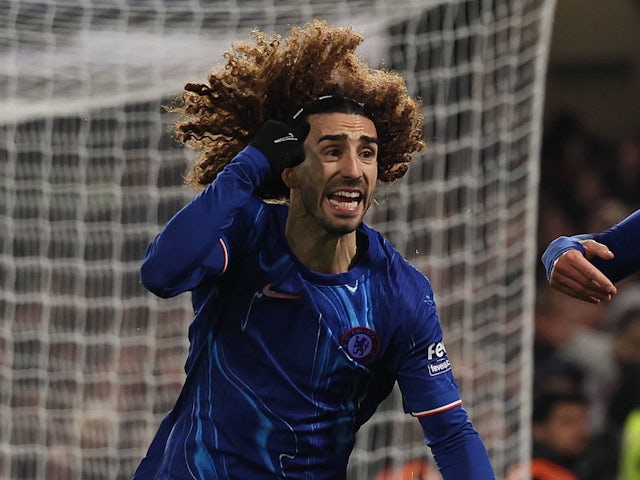 Chelsea's Marc Cucurella celebrates after scoring on January 20, 2025