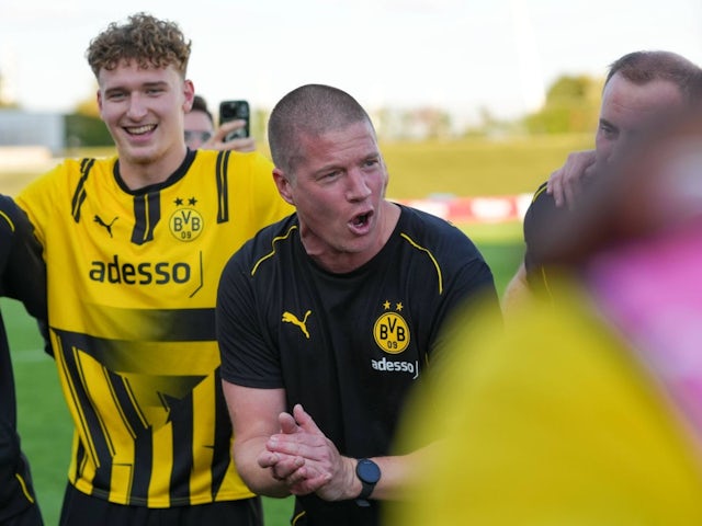 Borussia Dortmund's Mike Tullberg Dortmund's U19 side faced Real Madrid's U19 side, on October 22, 2024