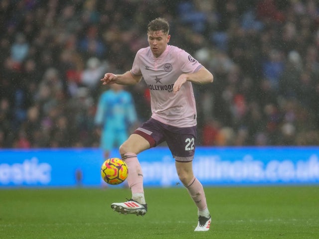 Nathan Collins of Brentford during his side's match against Crystal Palace, on January 26, 2025