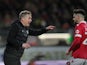 Wrexham Manager Phil Parkinson with Ryan Barnett during their side's game against Birmingham City, on January 23, 2025