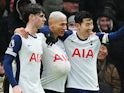 Tottenham Hotspur's Richarlison, Son Heung-min and Archie Gray celebrate on January 26, 2025