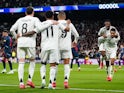 Real Madrid players celebrate Rodrygo's goal against Red Bull Salzburg on January 22, 2025