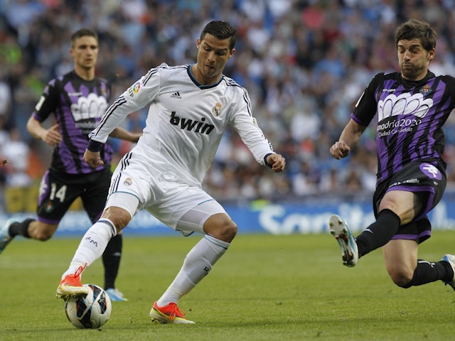 Real Madrid's Cristiano Ronaldo in action against Real Valladolid on May 04, 2013