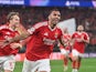 Benfica's Vangelis Pavlidis celebrates after scoring on January 21, 2025