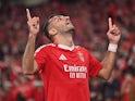 Benfica's Vangelis Pavlidis celebrates on January 21, 2025