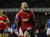 Wayne Rooney celebrates scoring for Manchester United on November 24, 2010