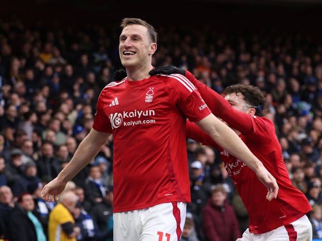 Nottingham Forest's Chris Wood celebrates after scoring on February 1, 2025