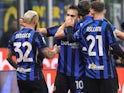 Inter Milan players celebrate on January 15, 2025