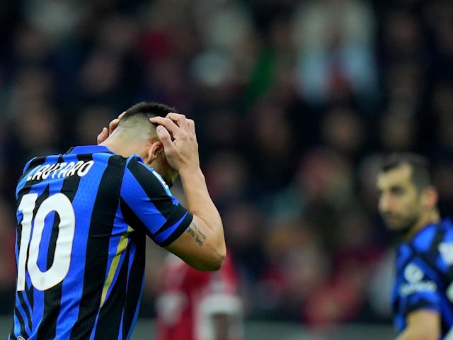 Inter Milan's Lautaro Martinez during his side's Serie A match against AC Milan, on February 2, 2025