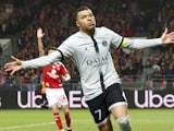 Kylian Mbappe celebrates scoring for Paris Saint-Germain against Brest on March 11, 2023