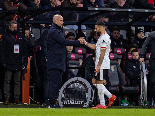 Mohamed Salah is substituted off against Bournemouth, on February 1, 2025